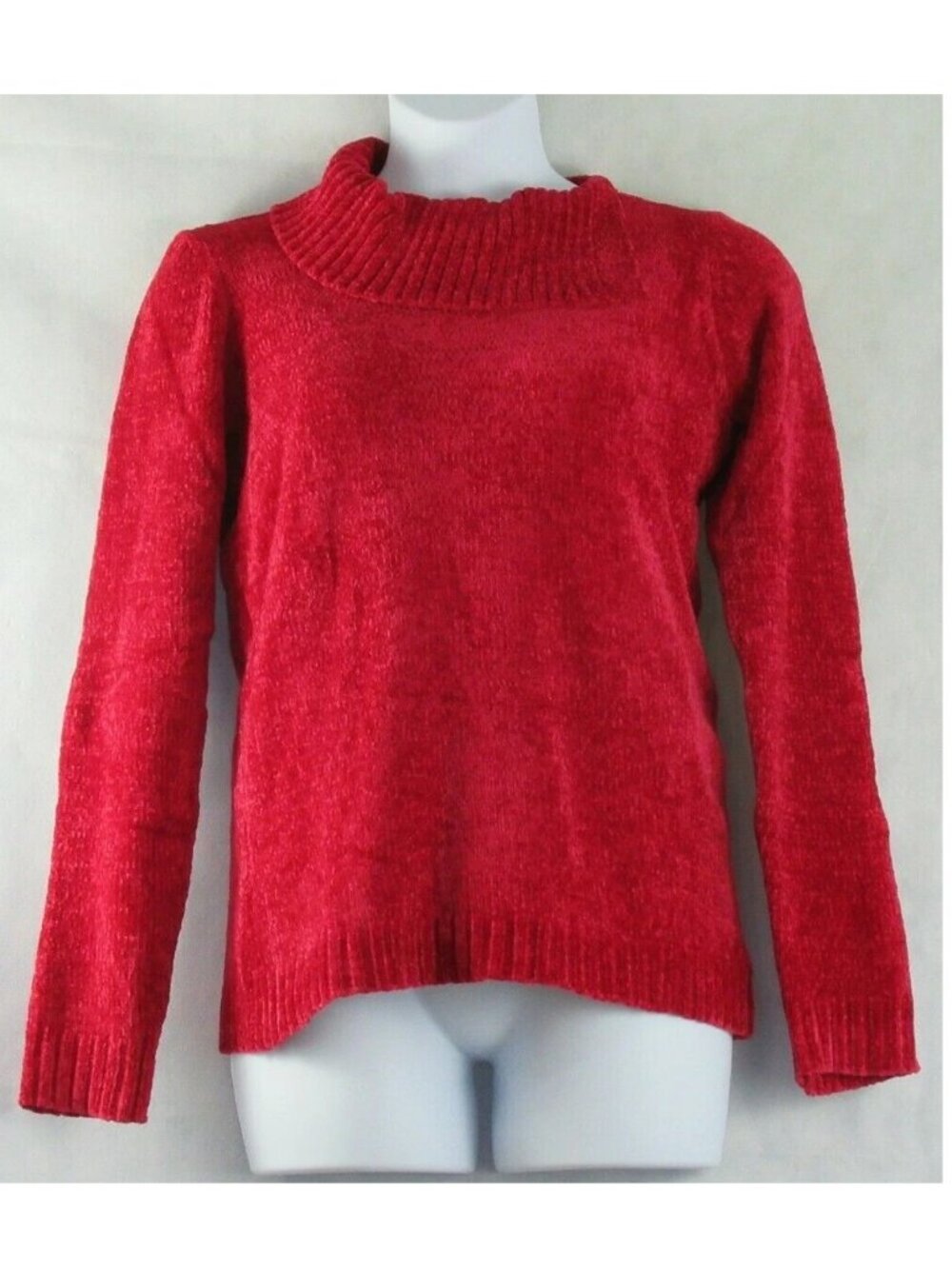Karen Scott Women's Cowlneck Chenille Pullover Sweater, Haute Red, Small